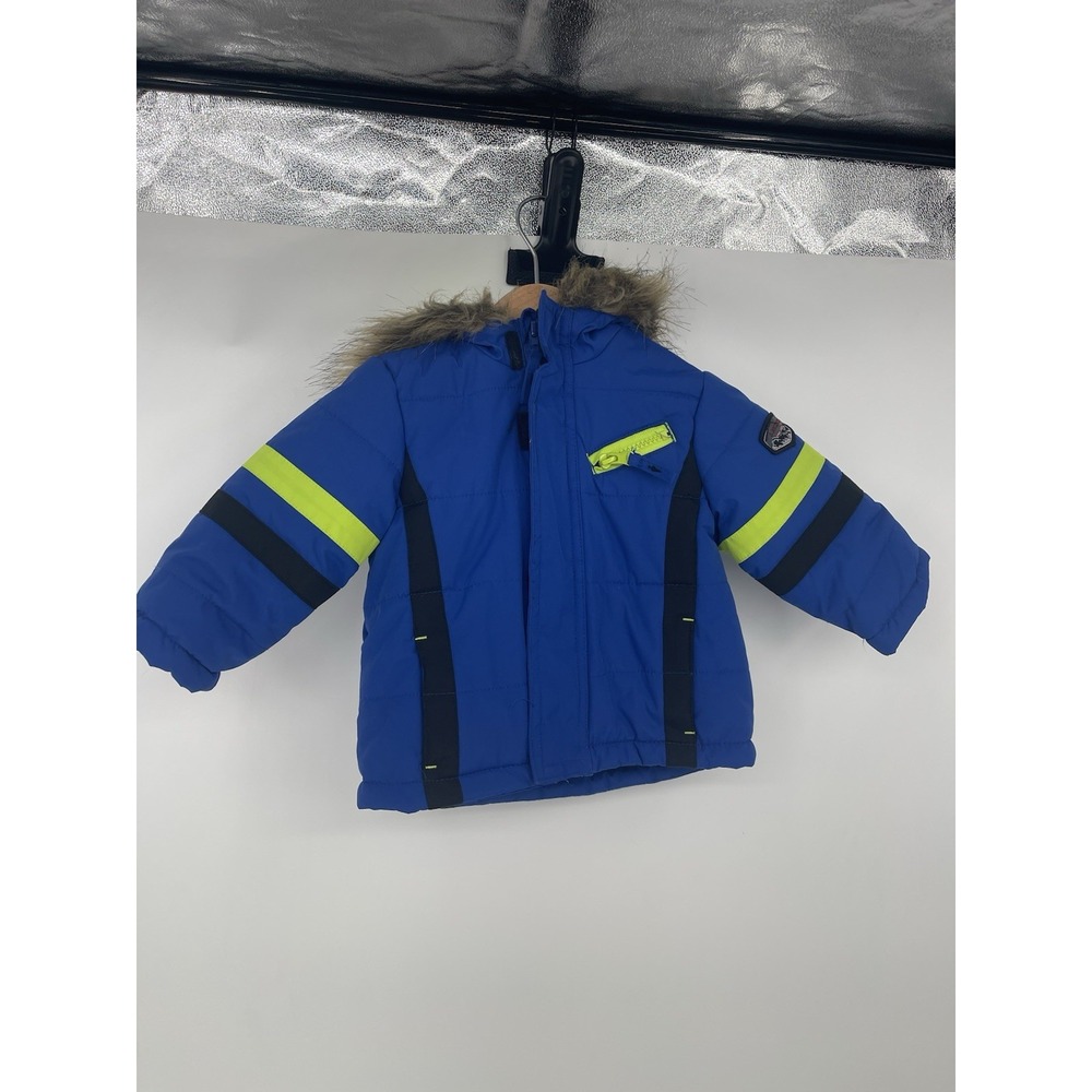 Rothschild baby boy color blocked Parka w/ faux fur trim size 6/9